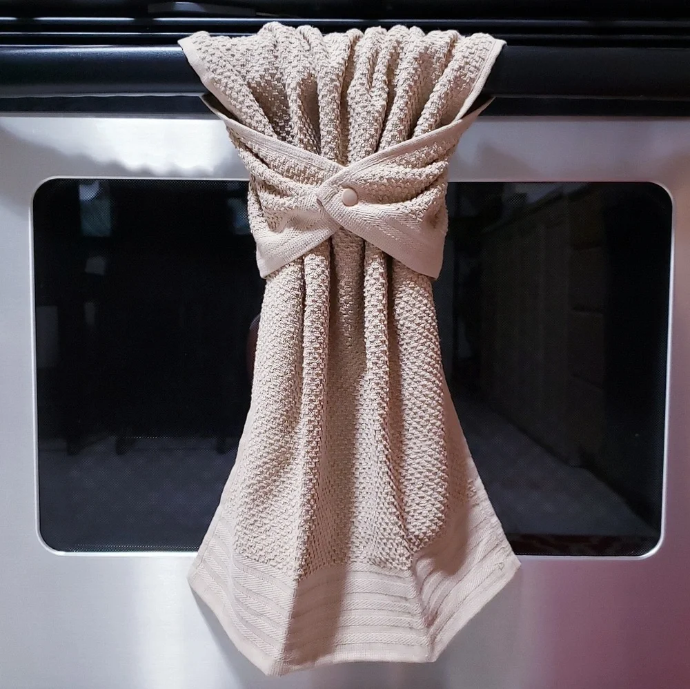❤️NEW! 9053 ■TAN Hang'N'Snap HAND Towel *Select snap🤍